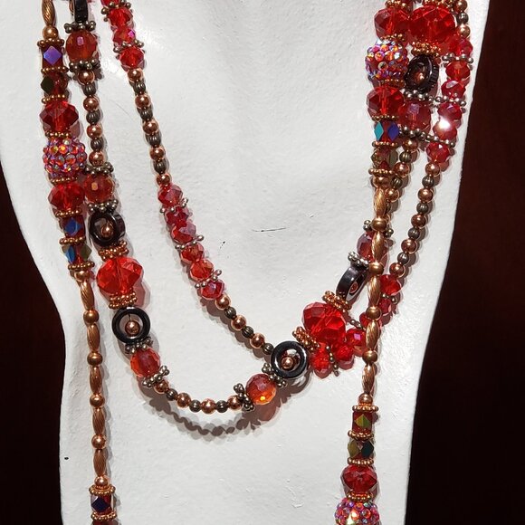 3 Piece Glass & Copper Necklaces & Earrings - Picture 1 of 6